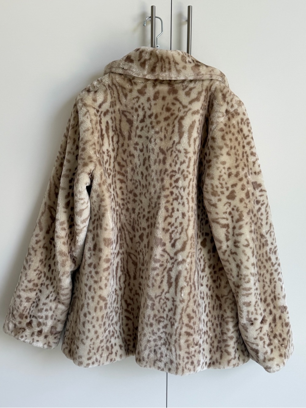 Dennis by Dennis Basso Faux Fur Animal Print Jacket Coat Women’s Medium Beige - Picture 3 of 14